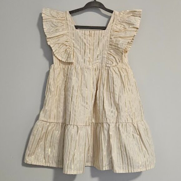 NWT Shimmering Gold Frill-Trimmed Dress - Size 2T - Picture 3 of 7